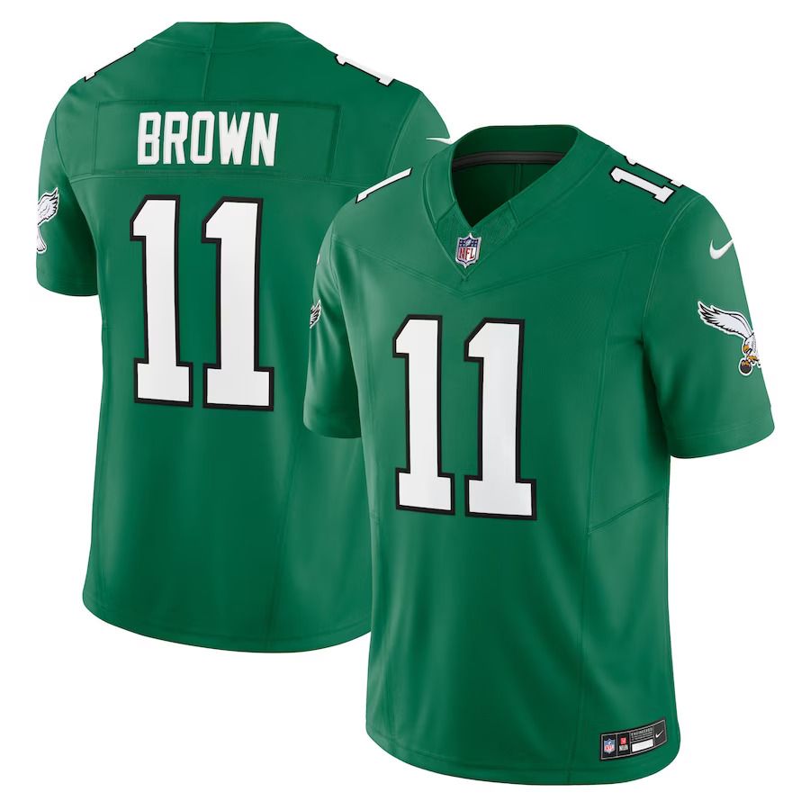 Men Philadelphia Eagles 11 A.J. Brown Nike Kelly Green Alternate Vapor F.U.S.E. Limited NFL Jersey
